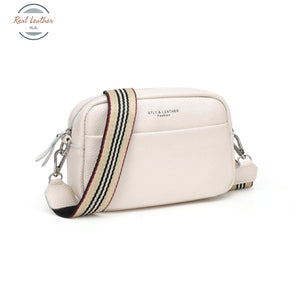 Genuine Leather Women Crossbody Bag White