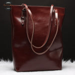 Genuine Leather Women Long Hand Tote Bag