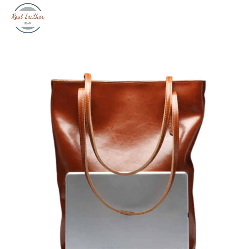 Genuine Leather Women Long Hand Tote Bag