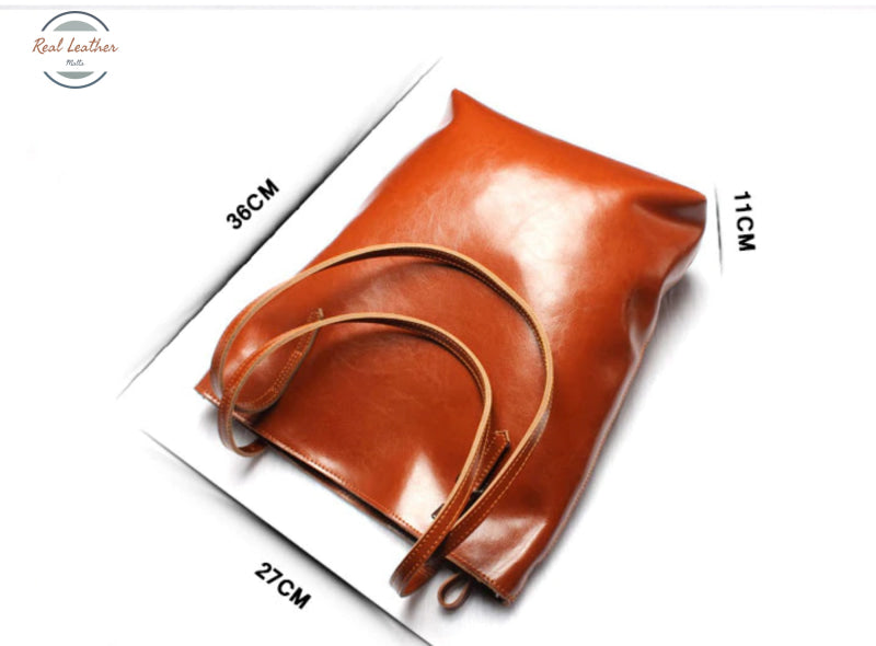 Genuine Leather Women Long Hand Tote Bag