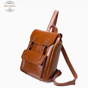 Genuine Leather Women’s Preppy Style Backpack Backpacks