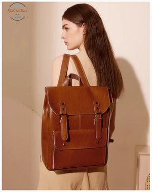 Genuine Leather Women’s Preppy Style Backpack Backpacks