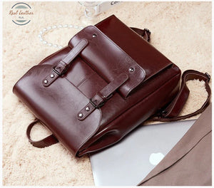 Genuine Leather Women’s Preppy Style Backpack Backpacks