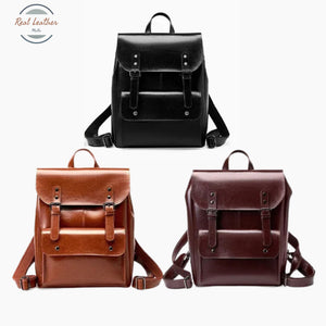 Genuine Leather Women’s Preppy Style Backpack Backpacks