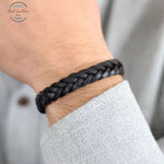 Genuine Woven Leather Cuff Bracelet Black / 17cm-24cm bracelets