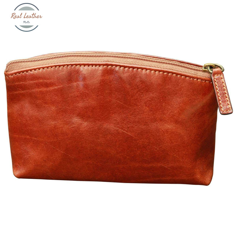 Italian leather beauty case Brown Cosmetic bag