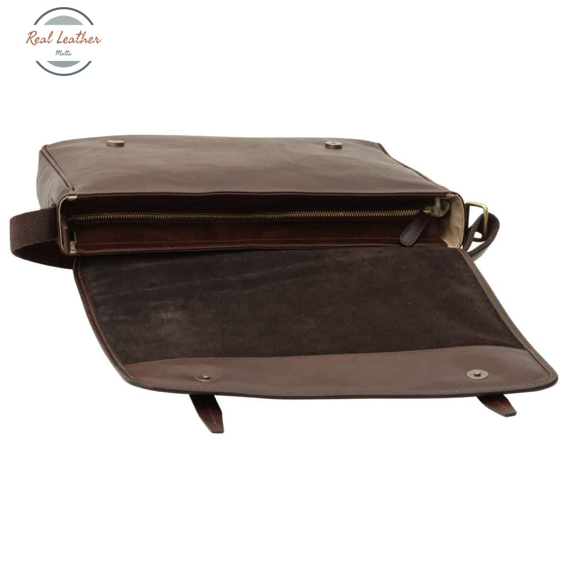 Large leather bag with magnetic closure Messenger Bag
