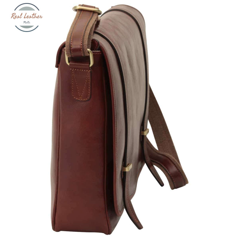 Large leather bag with magnetic closure Messenger Bag