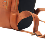 Leather backpack with exterior zip pockets Backpack