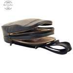 Leather backpack with exterior zip pockets Backpack