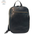 Leather backpack with exterior zip pockets Black Backpack