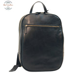 Leather backpack with exterior zip pockets Black Backpack