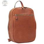 Leather backpack with exterior zip pockets Brown Colonial Backpack
