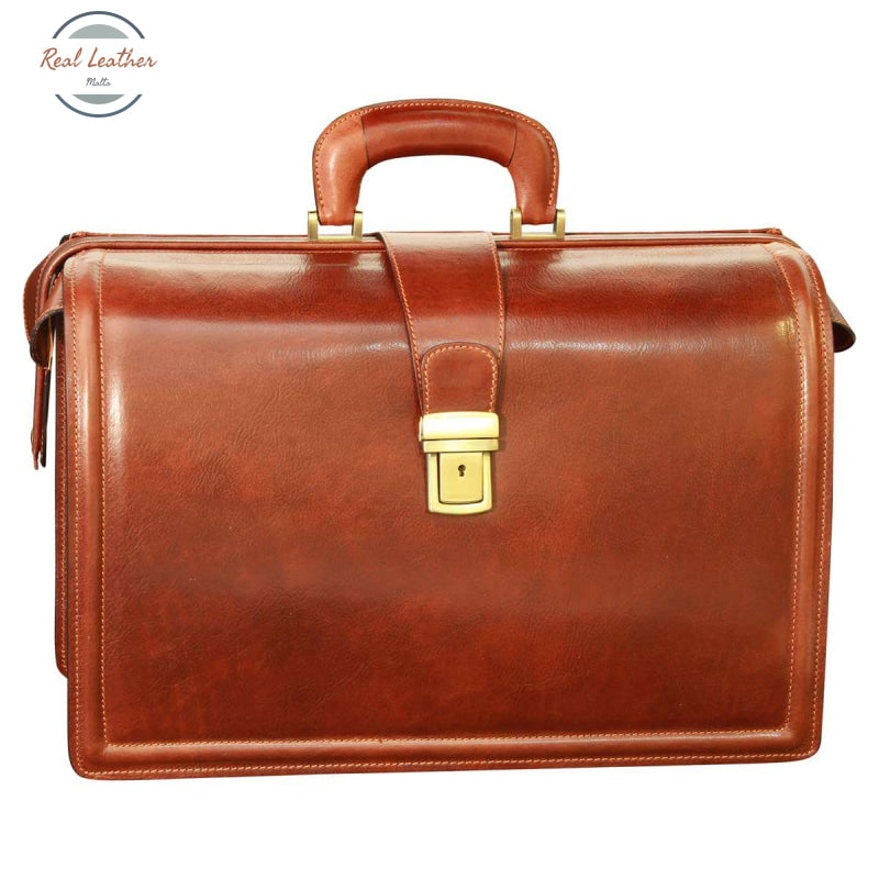 Leather Briefcase with 3 compartments Brown Briefcases