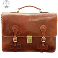 Leather Briefcase with buckle closures Brown Briefcases
