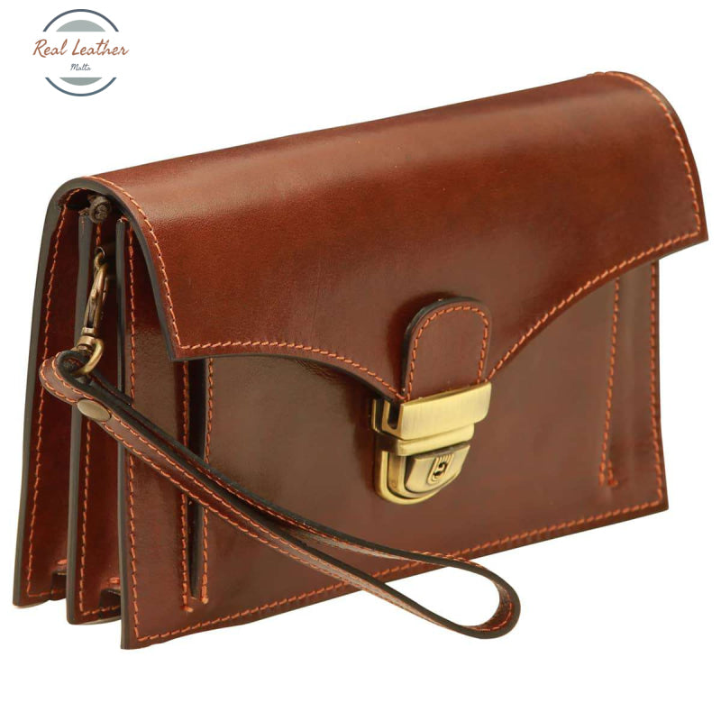Leather clutch Brown Hand Bag