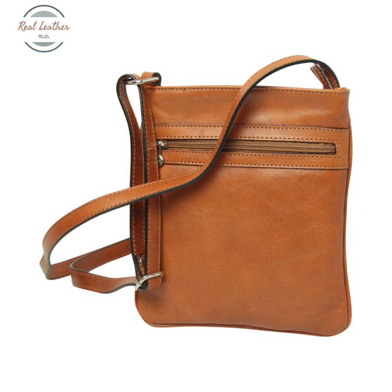 Leather Cross Body Bag with zip pocket Brown Body Bag
