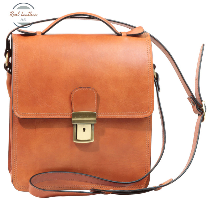 Leather Cross Body Satchel Bag Colonial Brown Satchel Bag