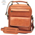 Leather Shoulder Bag with front pocket Colonial Brown Shoulder Bag