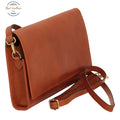 LUSSO Full Grain Calfskin Leather Shoulder Bag with Card Slots Brown Coloniale Shoulder Bag