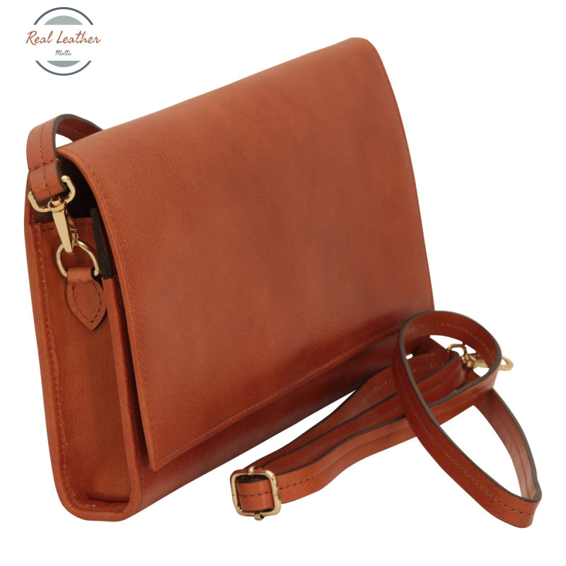 LUSSO Full Grain Calfskin Leather Shoulder Bag with Card Slots Brown Coloniale Shoulder Bag