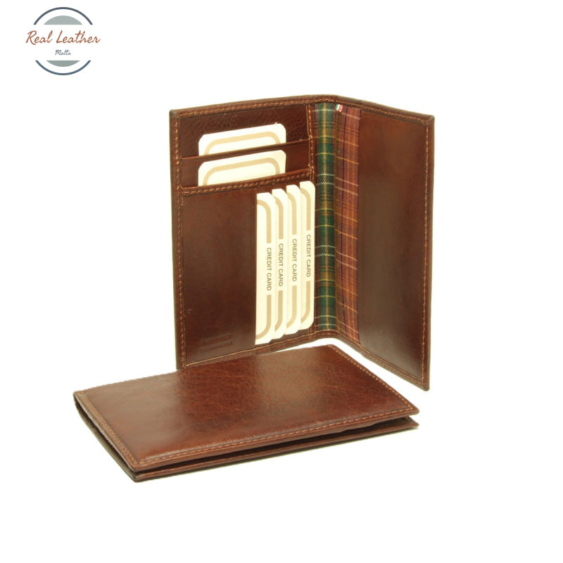 LUSSO Full Grain Leather Passport Holder with Card Slots Brown Passport Cover