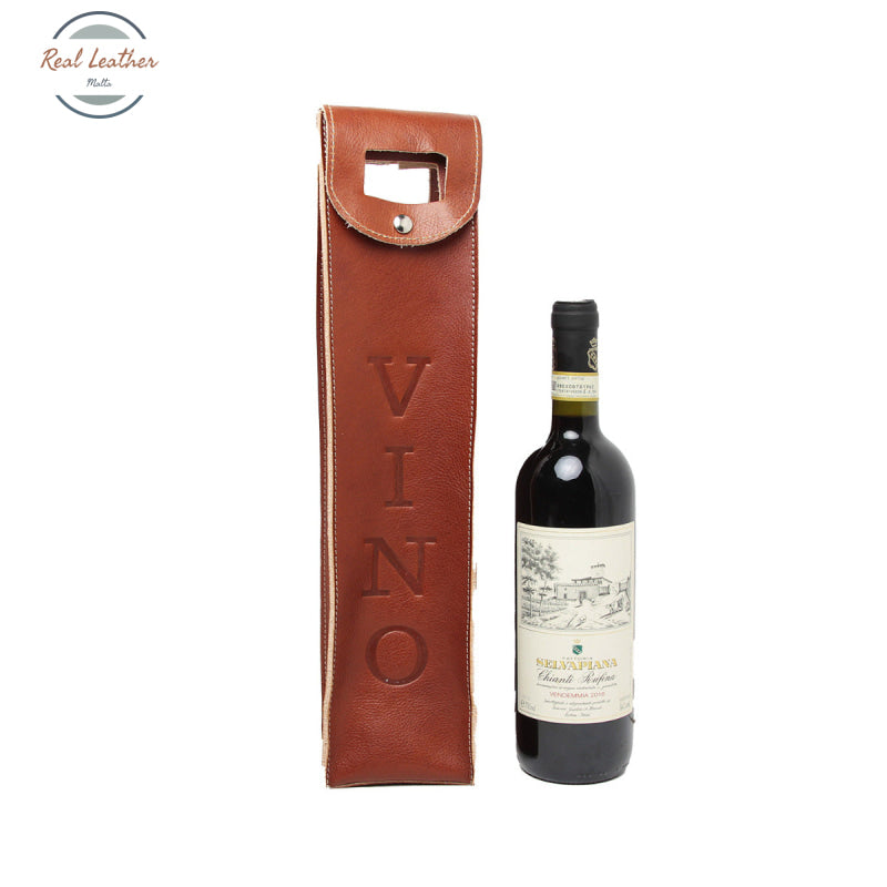 LUSSO Genuine Leather Wine Bottle Holder Teak Wine holder