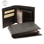 LUSSO Italian Calfskin Bifold Wallet with Coin Pocket and RFID Black Wallets