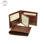 LUSSO Italian Calfskin Bifold Wallet with Coin Pocket and RFID Brown Wallets