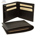 LUSSO Italian Calfskin Bifold Wallet with RFID Protection Black Wallet