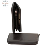 LUSSO Italian Calfskin Leather Wallet with Coin Pocket Black Wallet