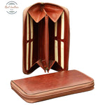 LUSSO Italian Calfskin Leather Wallet with Coin Pocket Brown Wallet