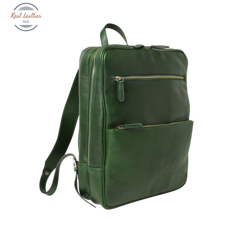 LUSSO Leather back pack with backside troller strap Green Backpack