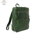 LUSSO Leather back pack with backside troller strap Green Backpack