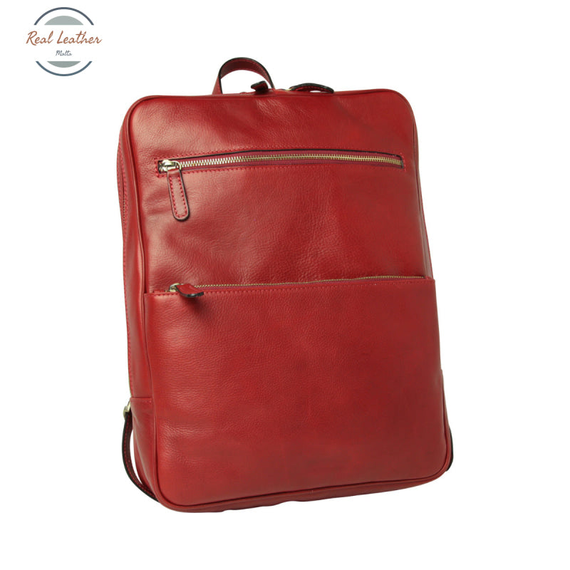LUSSO Leather back pack with backside troller strap Red Backpack