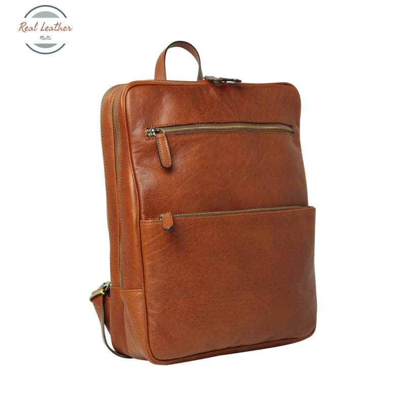 LUSSO Leather back pack with backside troller strap Teak Backpack