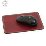 LUSSO Leather Mouse Pad with Leather Backing Red