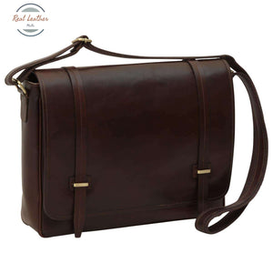 Medium leather bag with double magnetic closure Messenger Bag