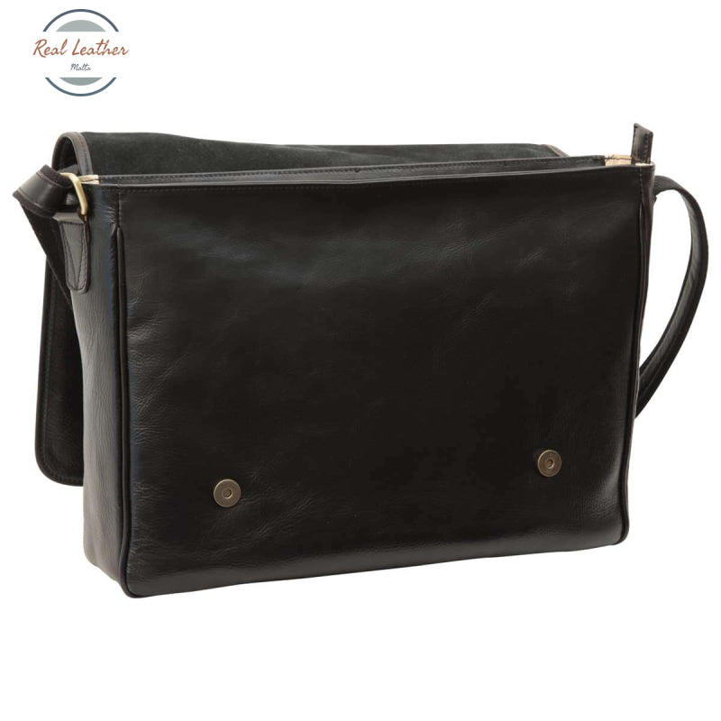 Medium leather bag with double magnetic closure Messenger Bag