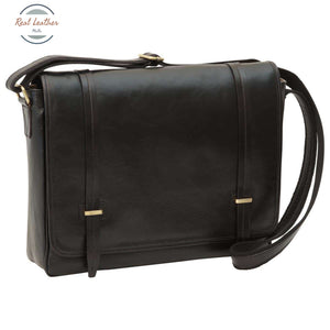 Medium leather bag with double magnetic closure Messenger Bag