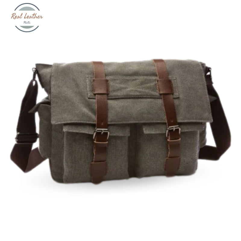 Mens Canvas Retro Style Messenger Bag Big / Gray Bags