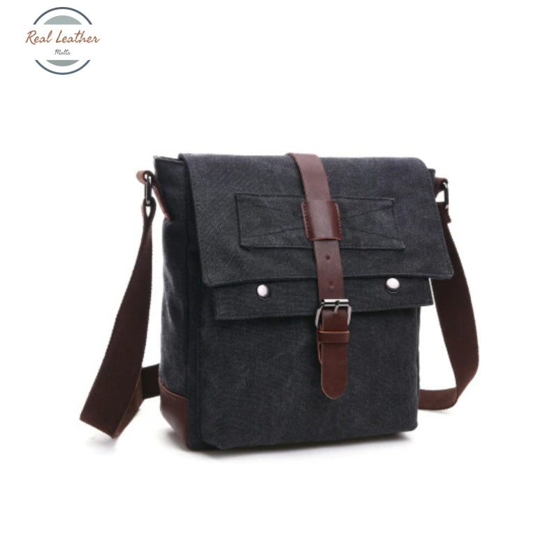 Mens Canvas Retro Style Messenger Bag Small / Black Bags