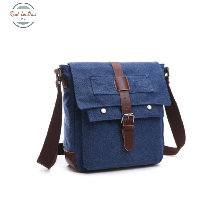 Mens Canvas Retro Style Messenger Bag Small / Dark Blue Bags