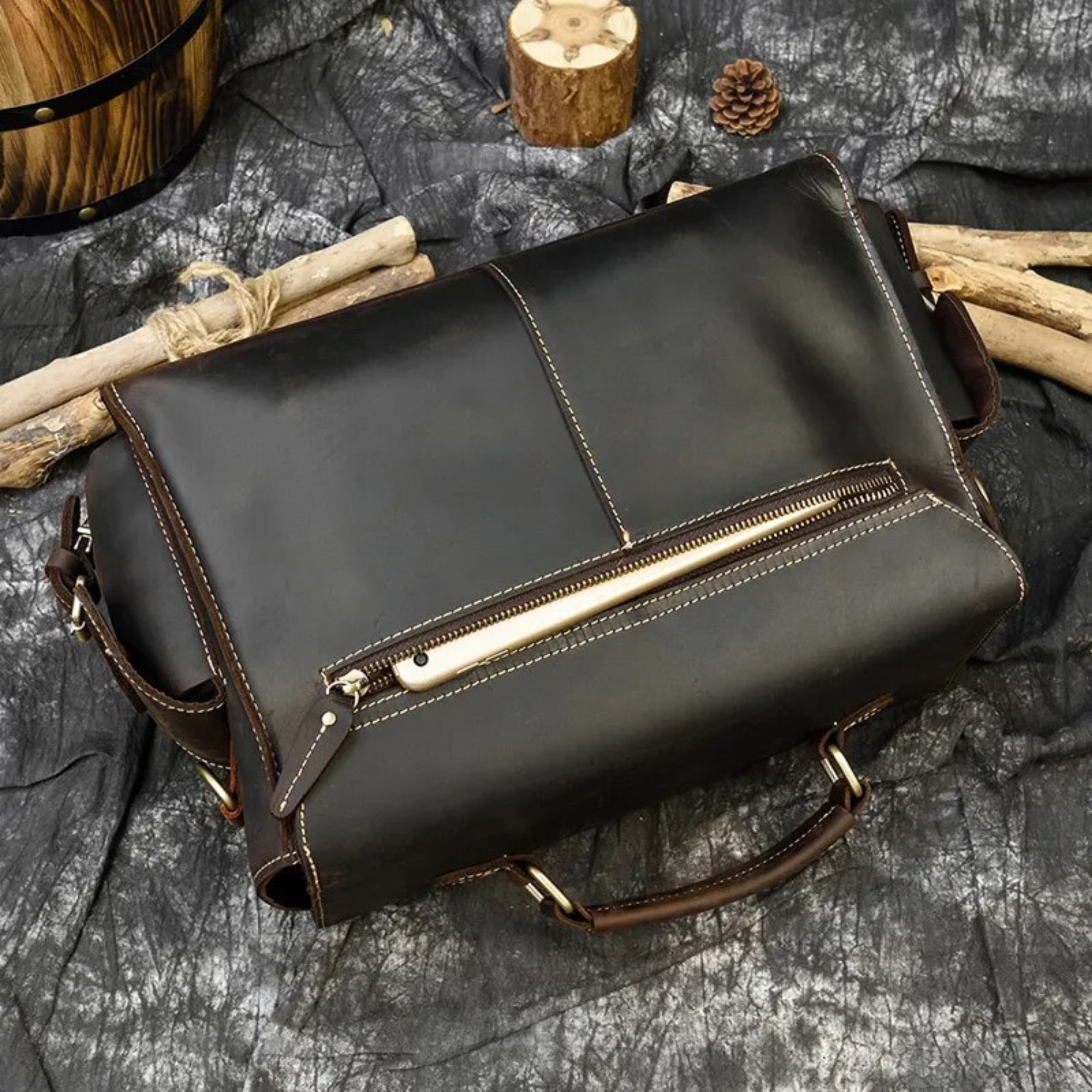 Vintage Style Leather Shoulder Bag / Camera Bag