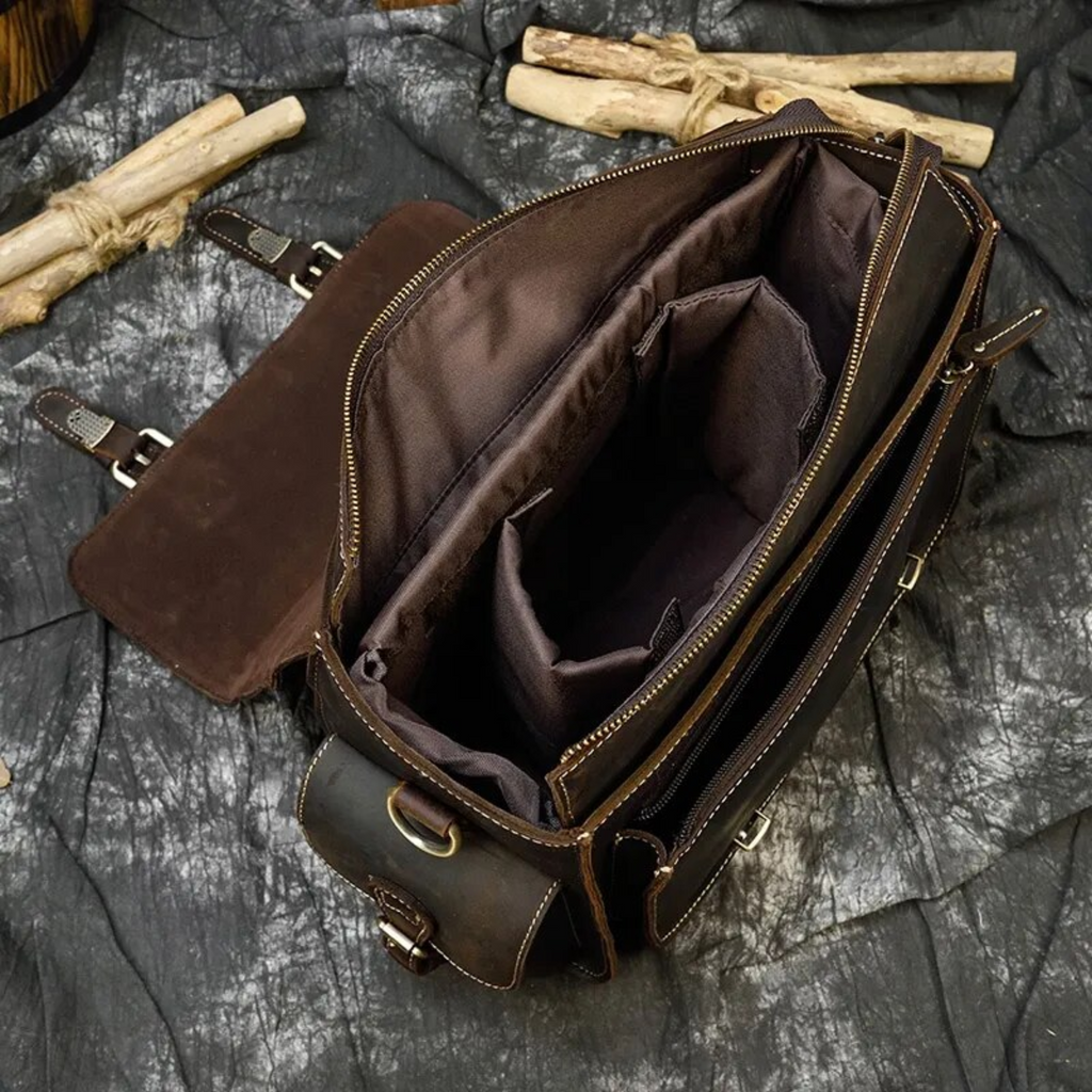 Vintage Style Leather Shoulder Bag / Camera Bag
