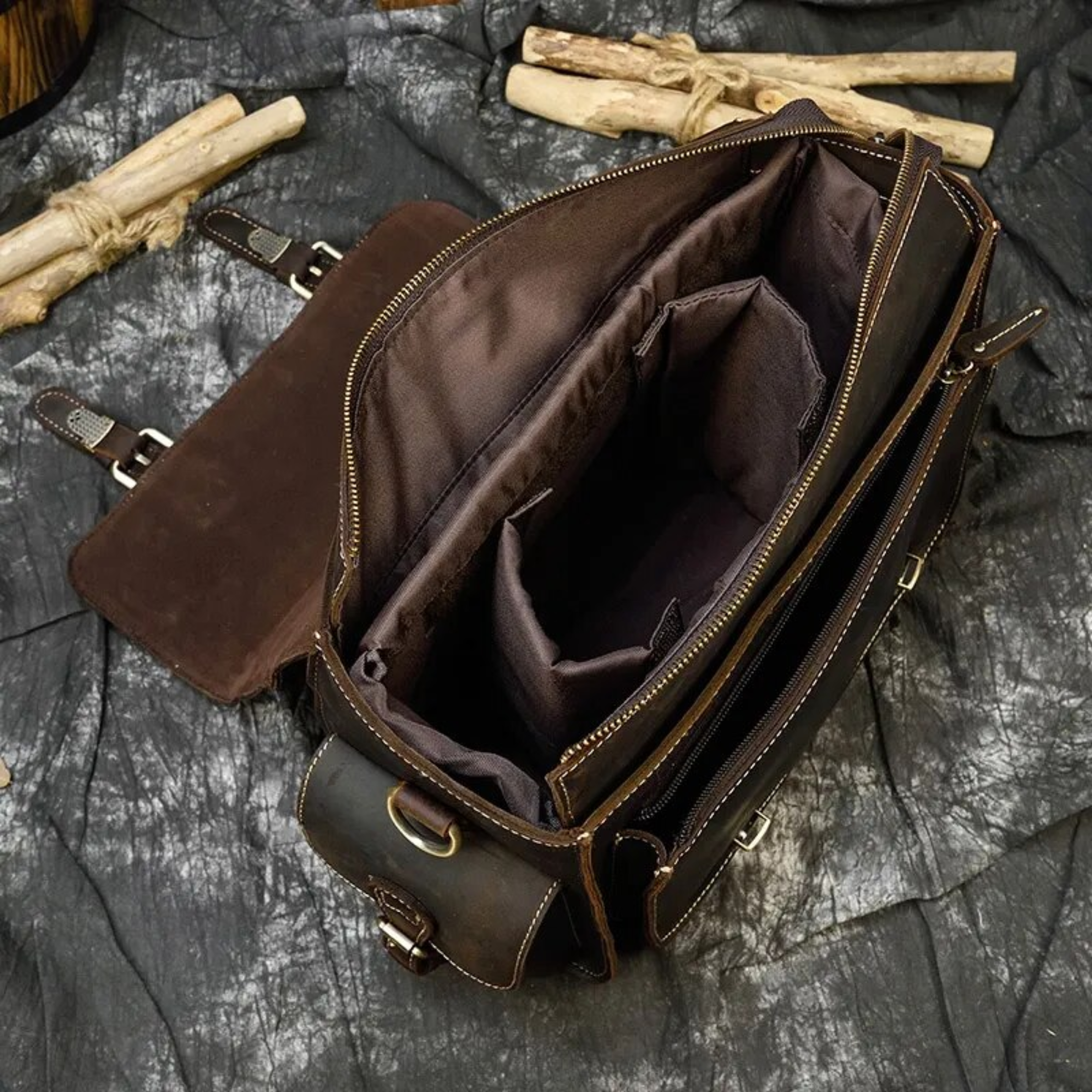 Vintage Style Leather Shoulder Bag / Camera Bag