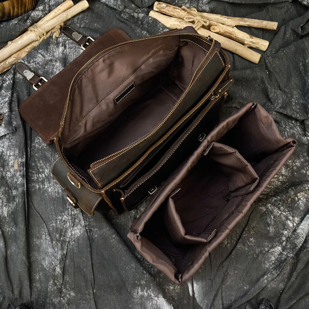 Vintage Style Leather Shoulder Bag / Camera Bag
