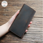 Genuine Leather Men's Slim Long Wallet