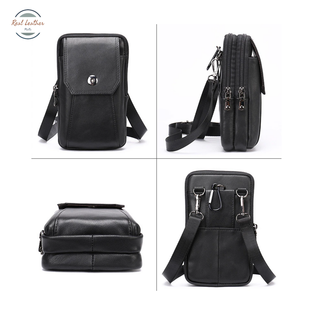 Genuine Leather Men's Outdoor Small Waist Bag