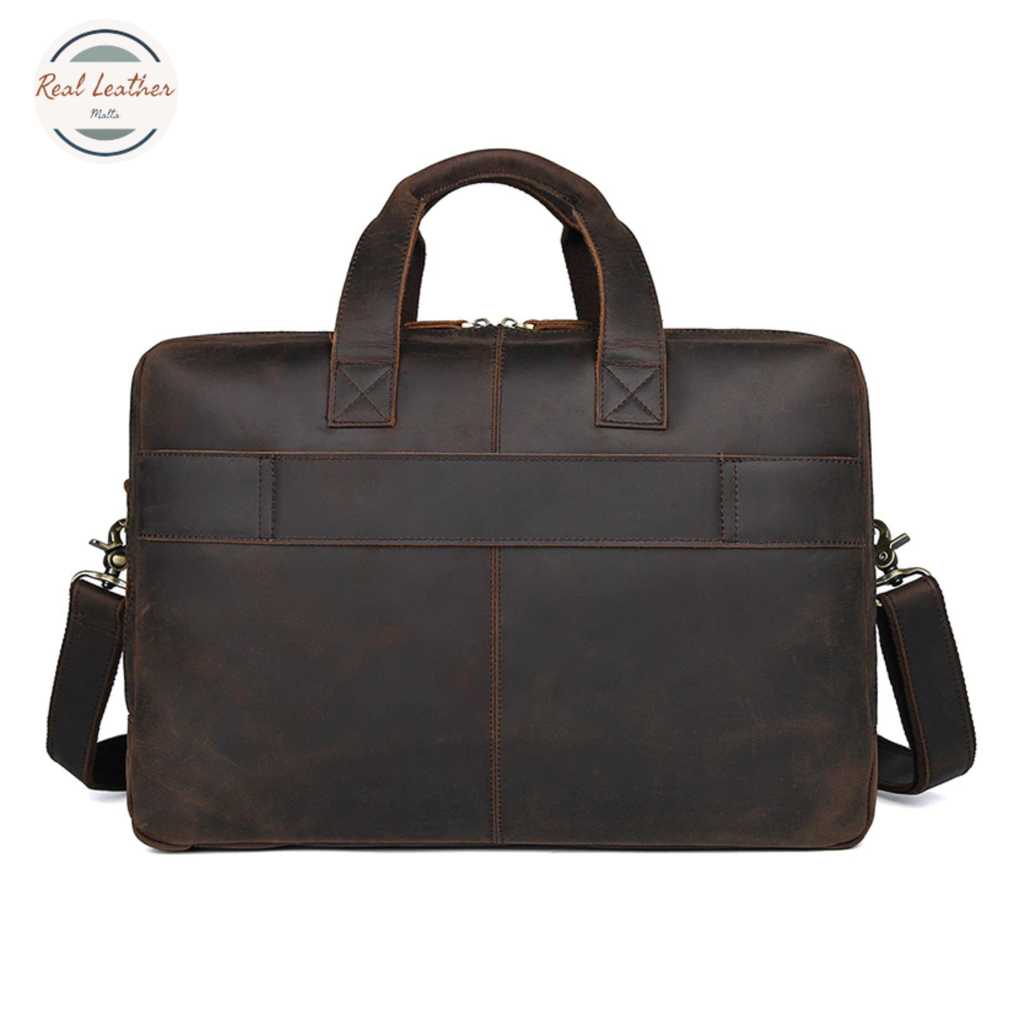 Genuine Leather Vintage Men's Briefcase With Multiple Pockets